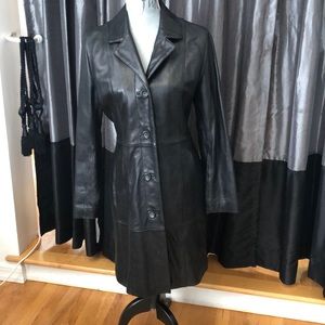 Knee length leather jacket